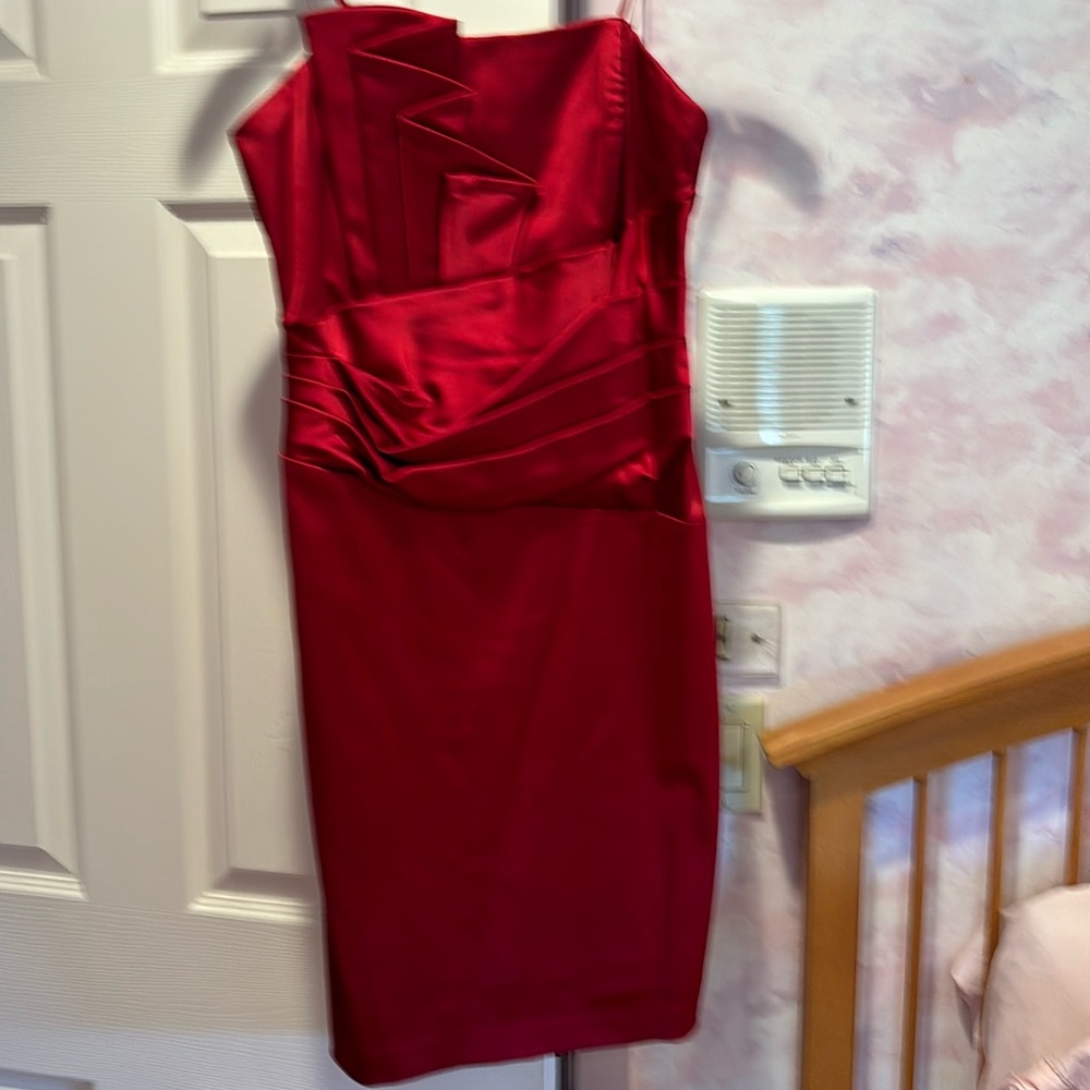Red silk evening dress